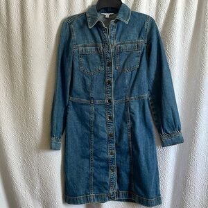 Knee Length Denim Button Down Dress